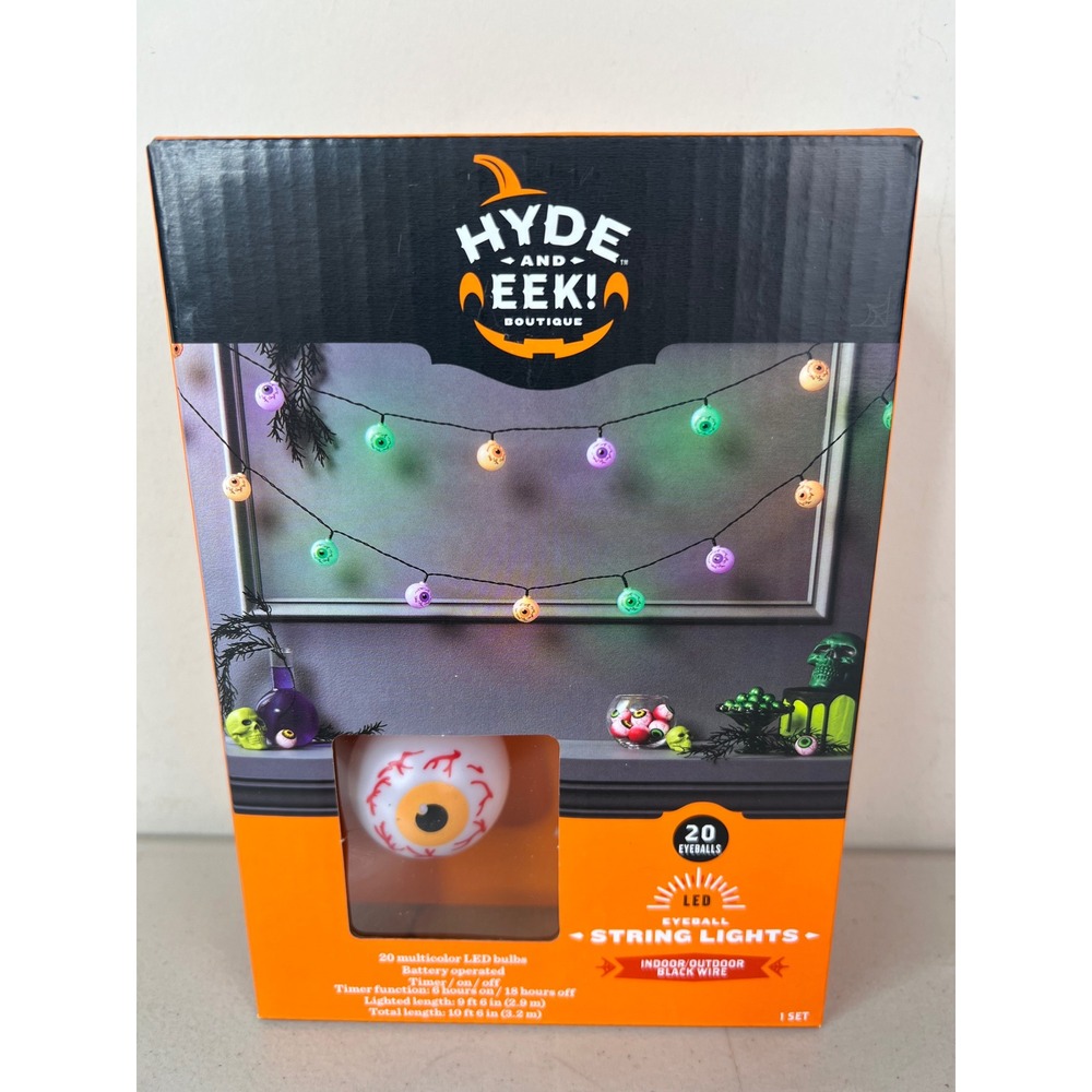 Hyde and Eek Boutique Halloween LED Eyeball String Lights 20 Count Multicolor